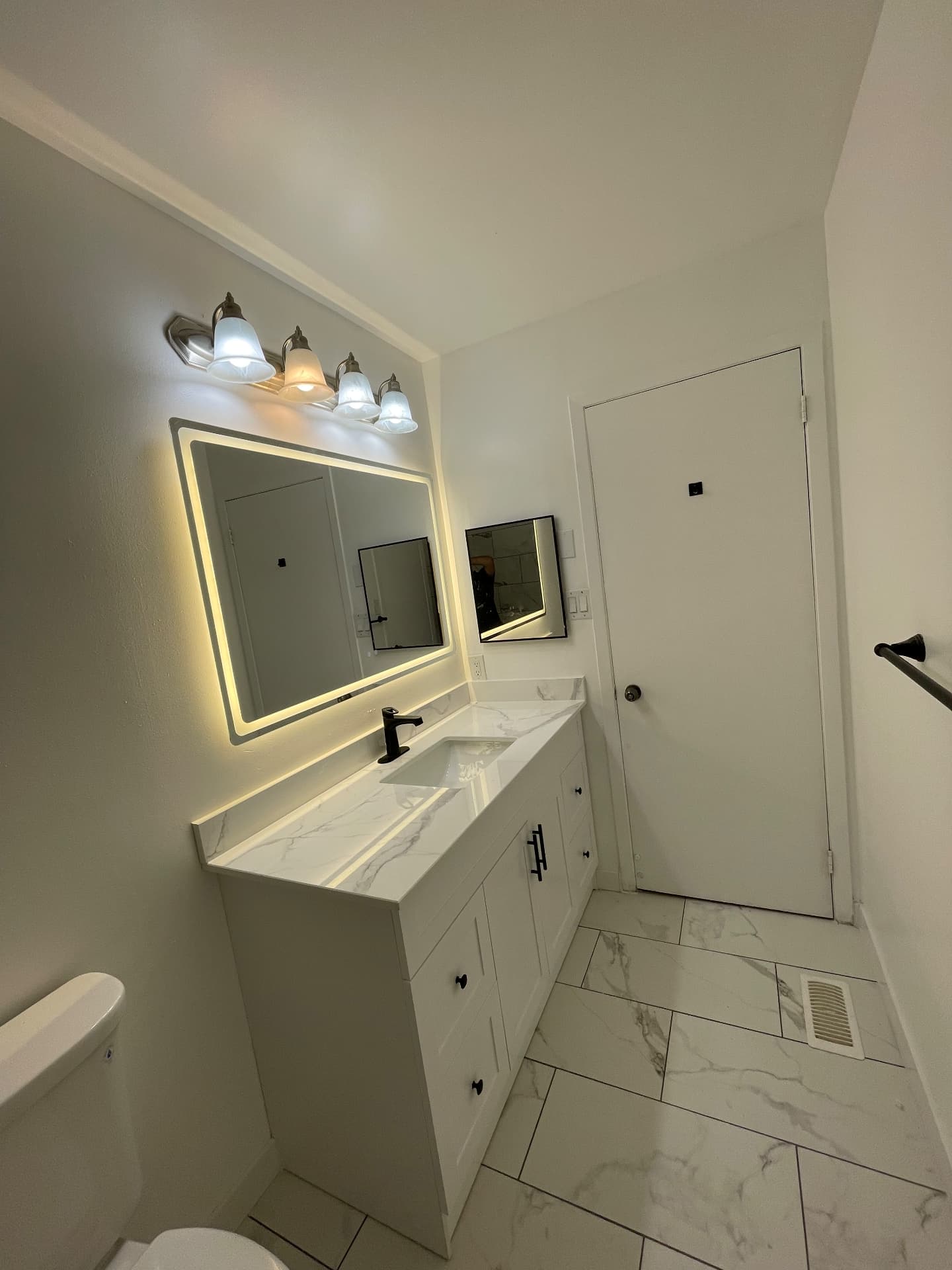 Completed NOOR bathroom with vanity and mirror