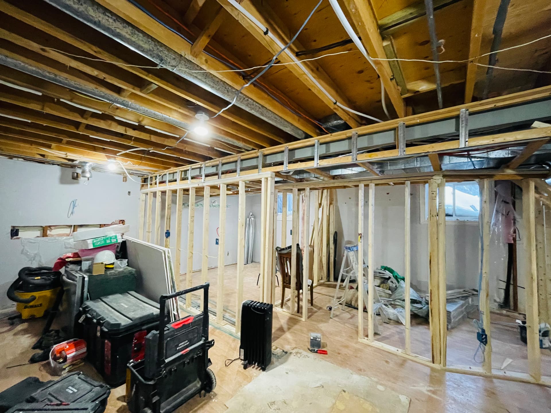 NOOR basement framing in progress